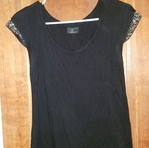 Black embellished sleeve top